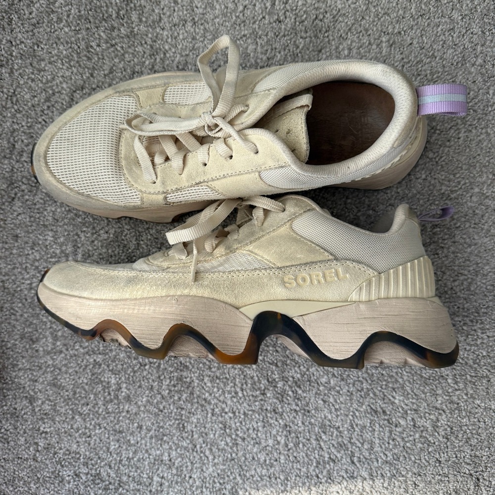 SOREL Kinetic Impact 2 Wonder Sneaker Women's Beige‎ Suede Mesh Wedge Size 9